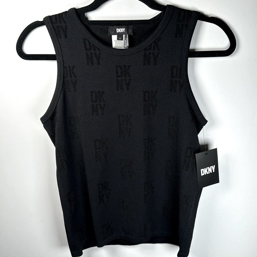 DKNY Black Sleeveless Tank Top with Logo - Size Small, New with Tags (NWT)